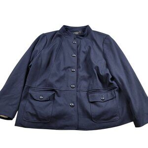 Talbots Blazer Jacket Womens 18WP Blue Rayonne Blend Button Up